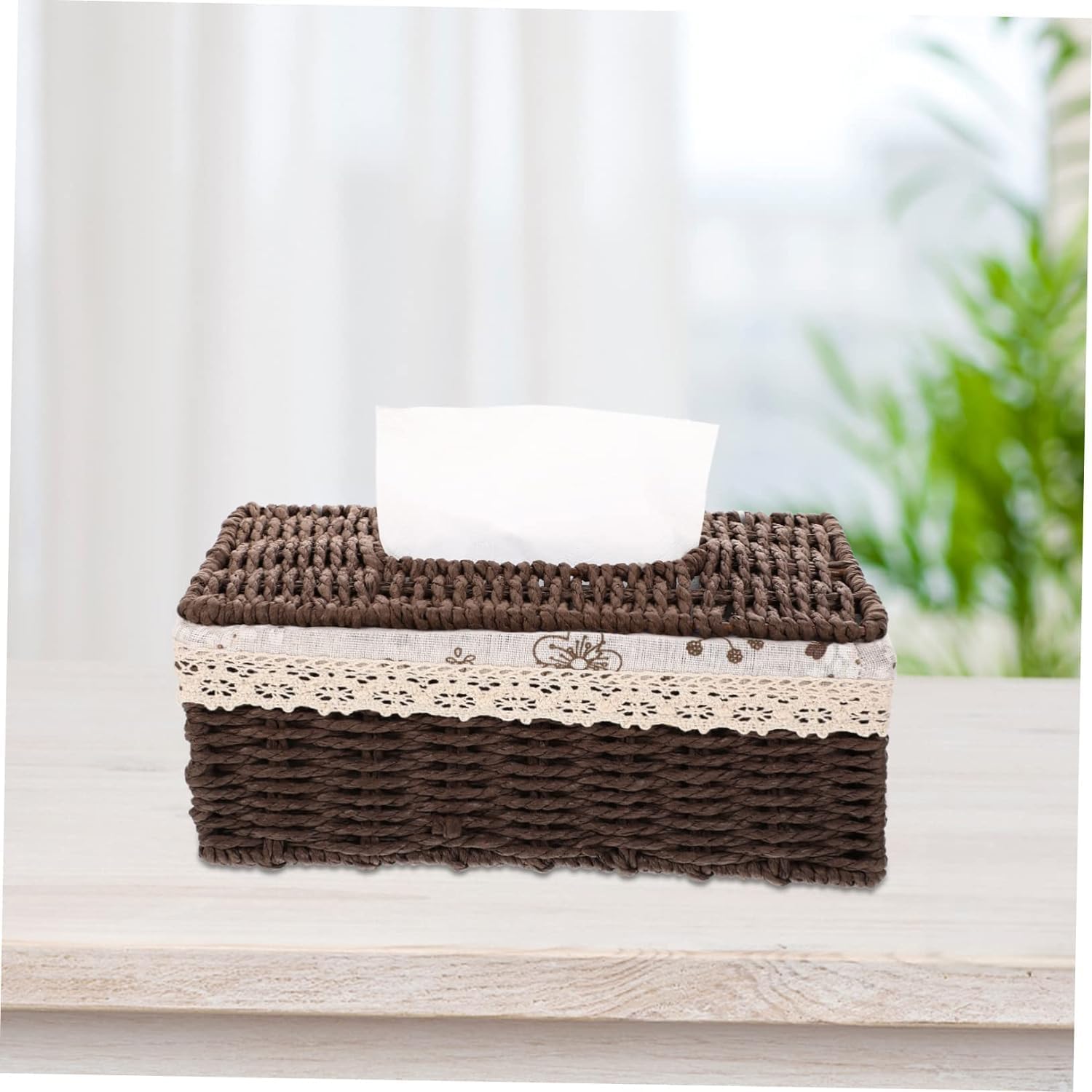 Acrylic Tissue Box, Desktop Tissue Box,Box PaperBox Woven Tissue Container Desk Topper Paper Towel Holder Napkin Holder for Table HomeDesktop Stand Car Mount Creative Tissue Containe image 4