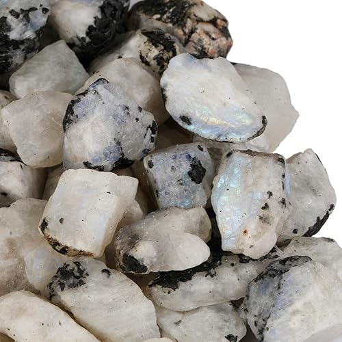 Miniatura 3 de libra de piedra lunar arcoíris a granel de piedra natural de roca cruda en bruto para cabbing, pulir, lapidario, pulido, envoltura de alambre,