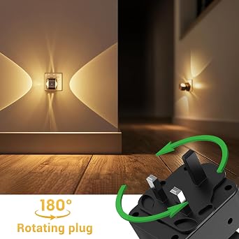 LOHAS-LED Night Light, Plug in Night Light with Dusk to Dawn Sensor 3000K | Rotatable Plug, Adjustable Brightness 0-150LM, Warm White, Projector Nightlight Plug in for Hallway, Bedroom, Stair, 2 Pack [Energy Class F]