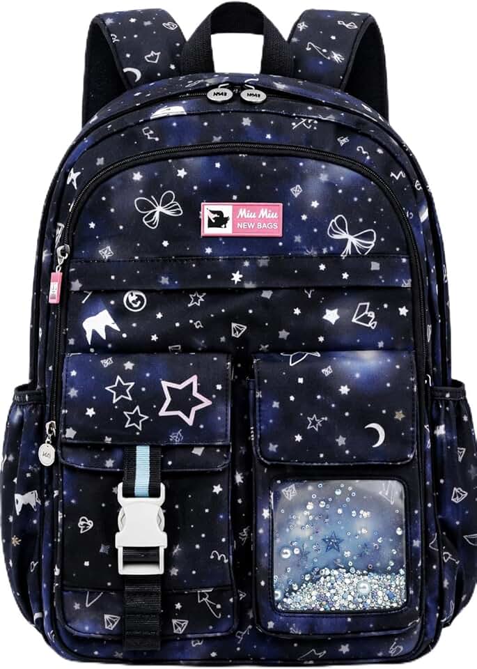 Mochila Escolar Infantil Menina Impermeável 41cm – Mochila Feminina Infantil Reforçada com Compartimentos, Abertura 180°, Multi Bolsos, Leve para Escola, Passeio e Viagem