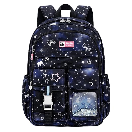 Mochila Escolar Infantil Menina Impermeável 41cm – Mochila Feminina Infantil Reforçada com Compartimentos, Abertura 180°, Multi Bolsos, Leve para Escola, Passeio e Viagem