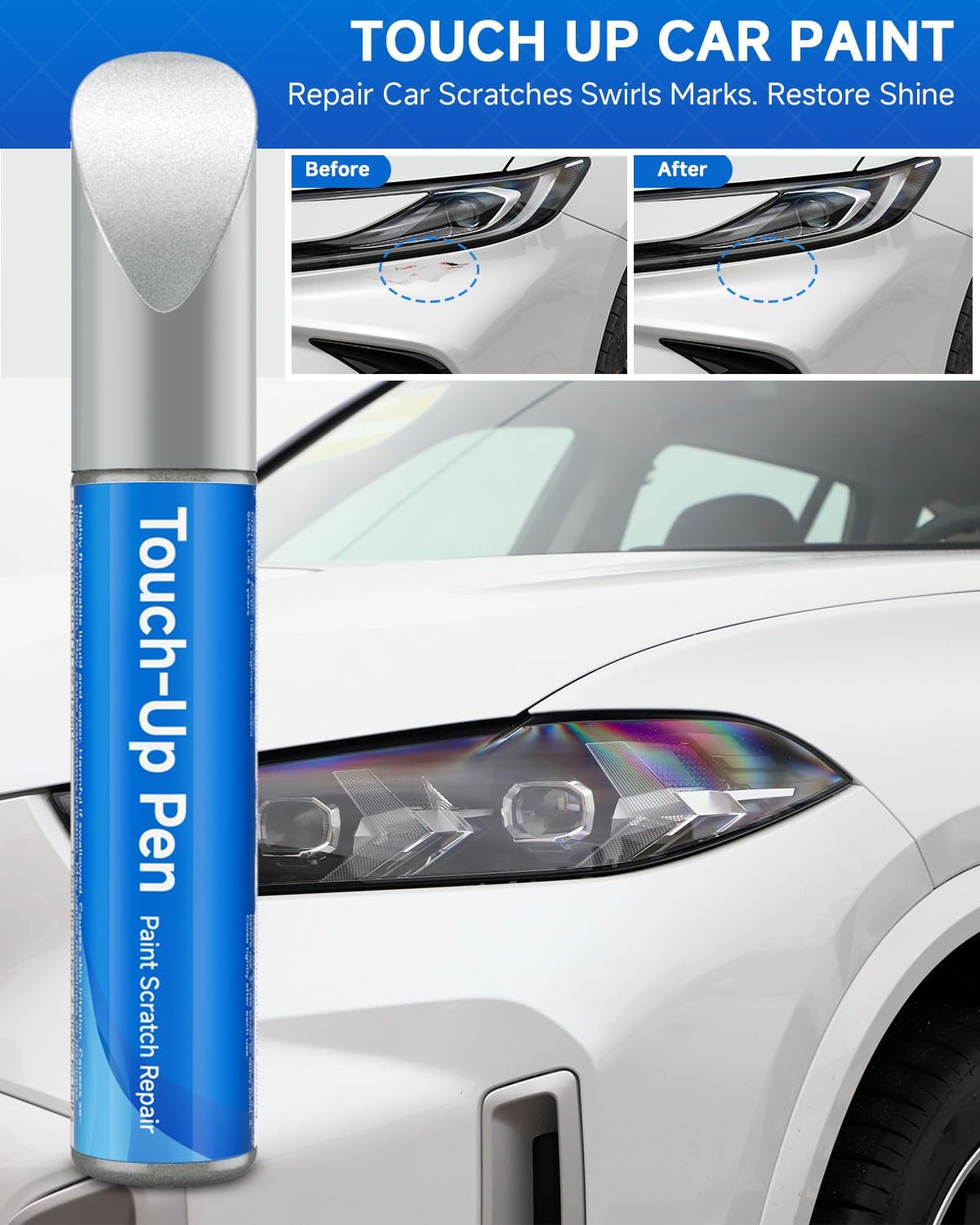 Touch Up Paint Compatible with Acura Exact Match Touch Up Paint Car Scratch Repair (White Diamond Pearl Tricoat（NH-603P）)