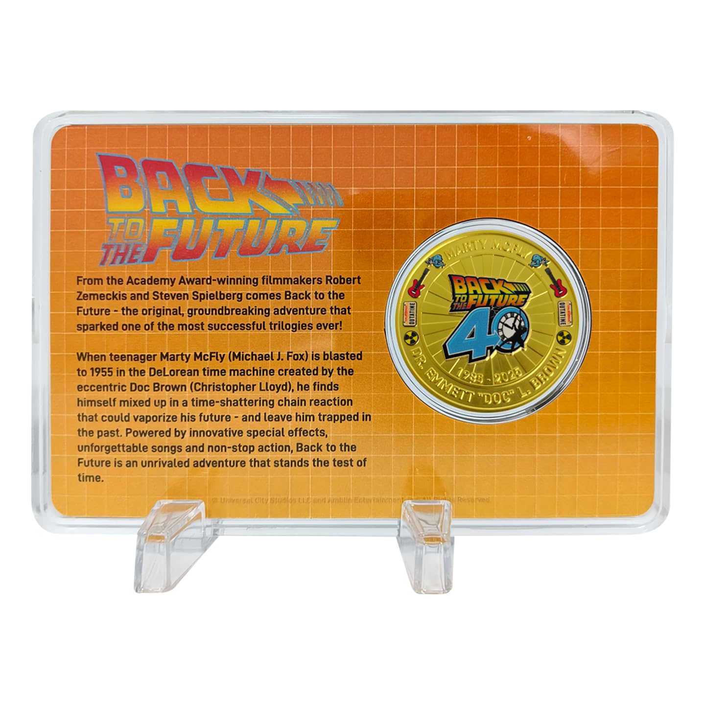 FaNaTtik Moneda de presentación del 40 aniversario de Back to the Future, coleccionable con licencia oficial, numerada individualmente, limitada a 1.985 en todo el mundo, 38 mm de diámetro con caja