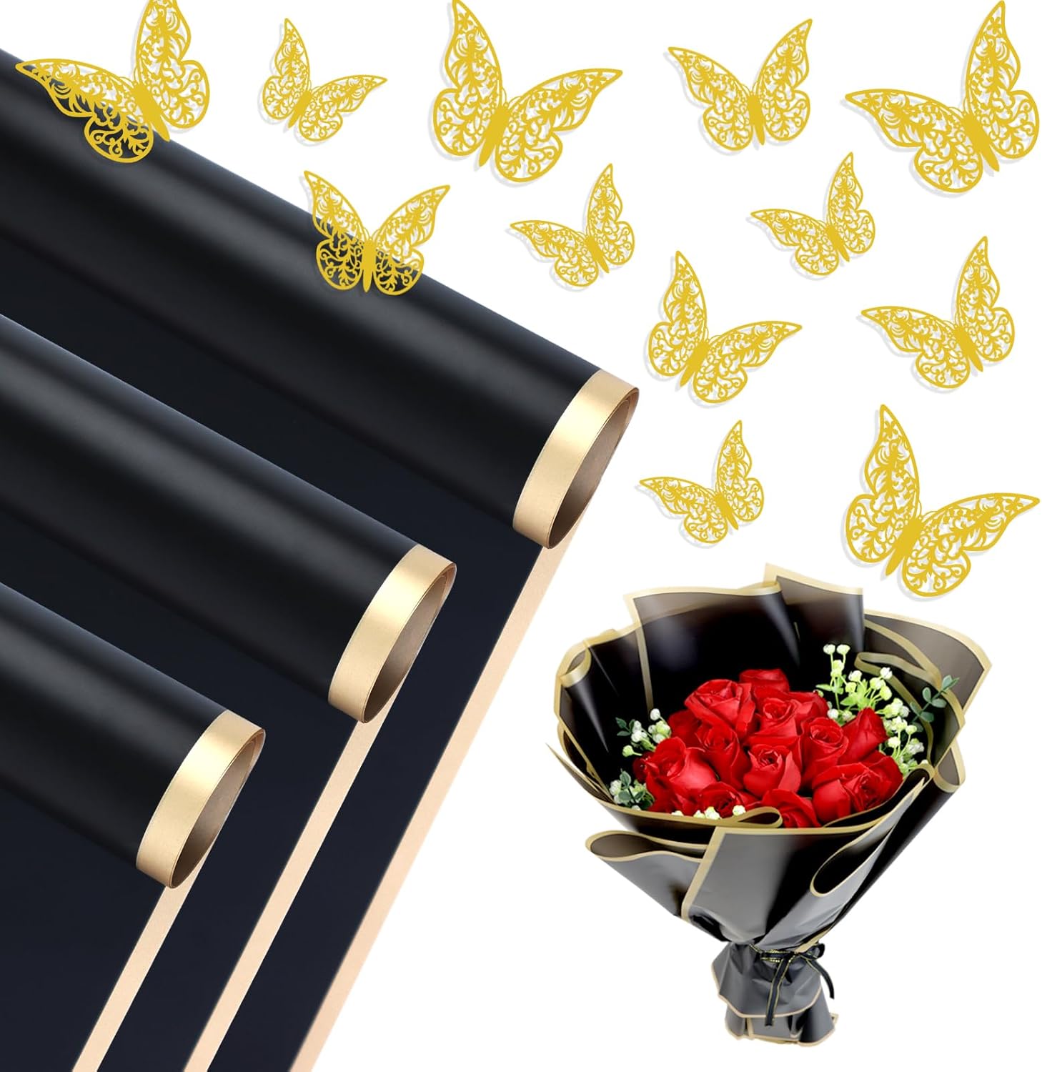 Hopule 20 Sheets Flower Wrapping Paper, Waterproof Floral