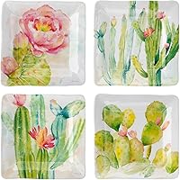 Vista 6 de UP ware - Platos de melamina para postre de 4 piezas, platos llanos, platos pequeños para servir, platos de fiesta, platos cuadrados para postre