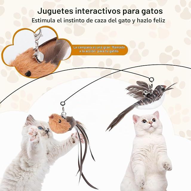 Foto 2 de 7 de AiQInu 4 Piezas Juguetes para Gatos, Interactivo Juguete Gato con Ventosa