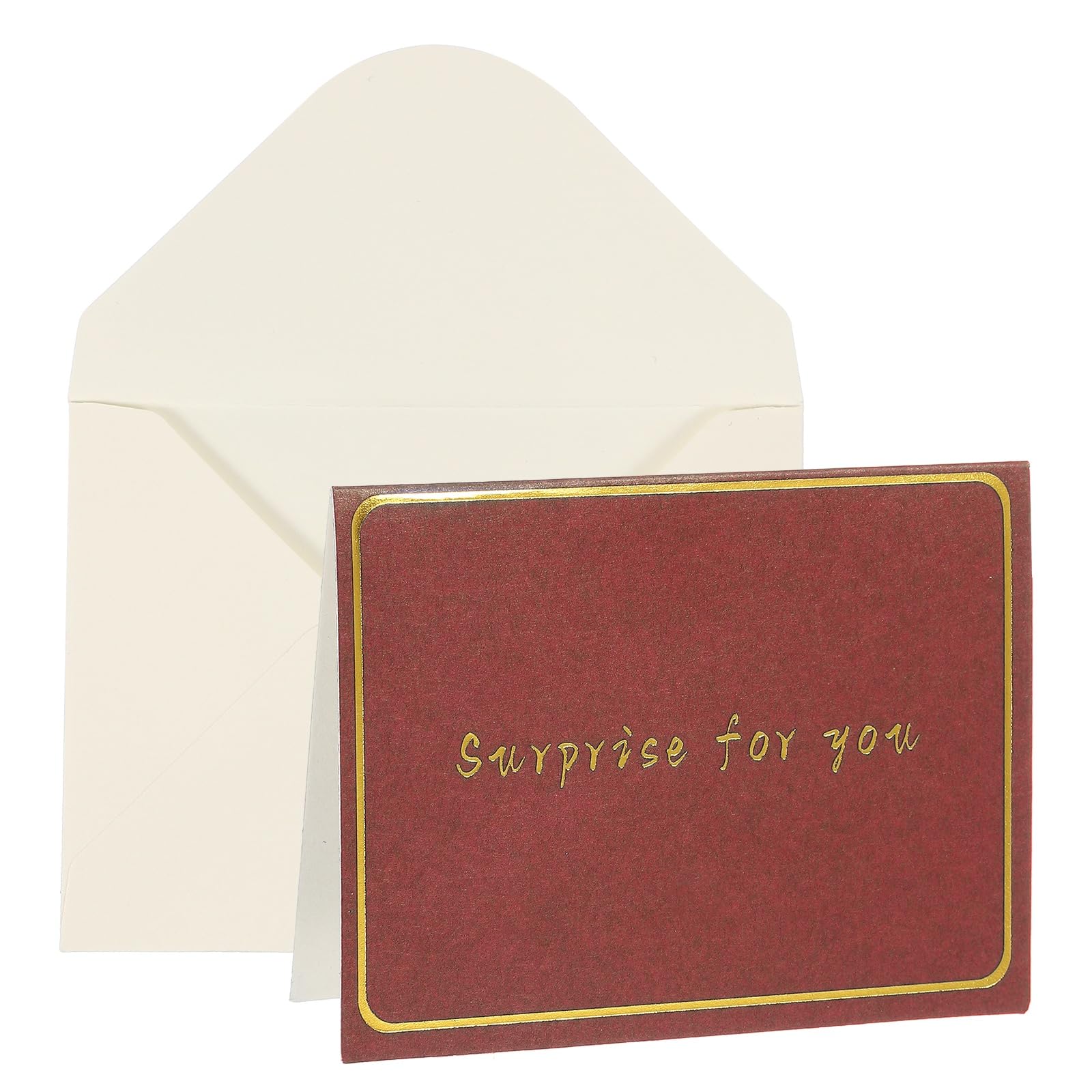 YOKIVE 3x4 Surprise for you Cards, 20 Pcs, Red, Small Greeting Card Blank Cards and Envelopes Minimalist Gold Border for Friends Business Adult Men Woman Gift Party Wedding
