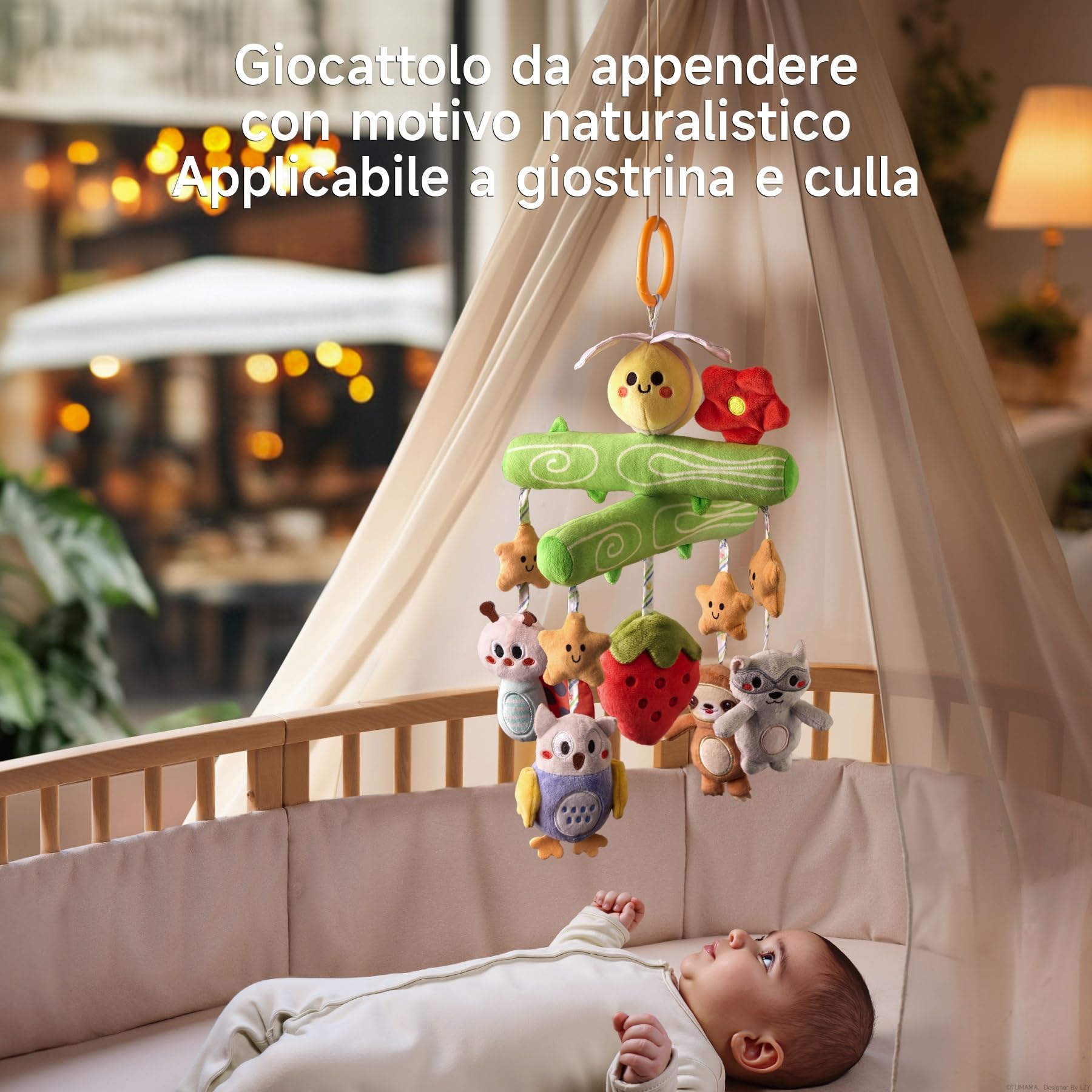 TUMAMA KIDS Giocattoli per Bambini 0 3 6 Mesi, Peluche ape Sonaglio Neonato con cigolii, grilli, Regalo Neonato Sensoriale Carillon per Neonati Passeggino Palestra Culla Giocattolo Appendere Attività
