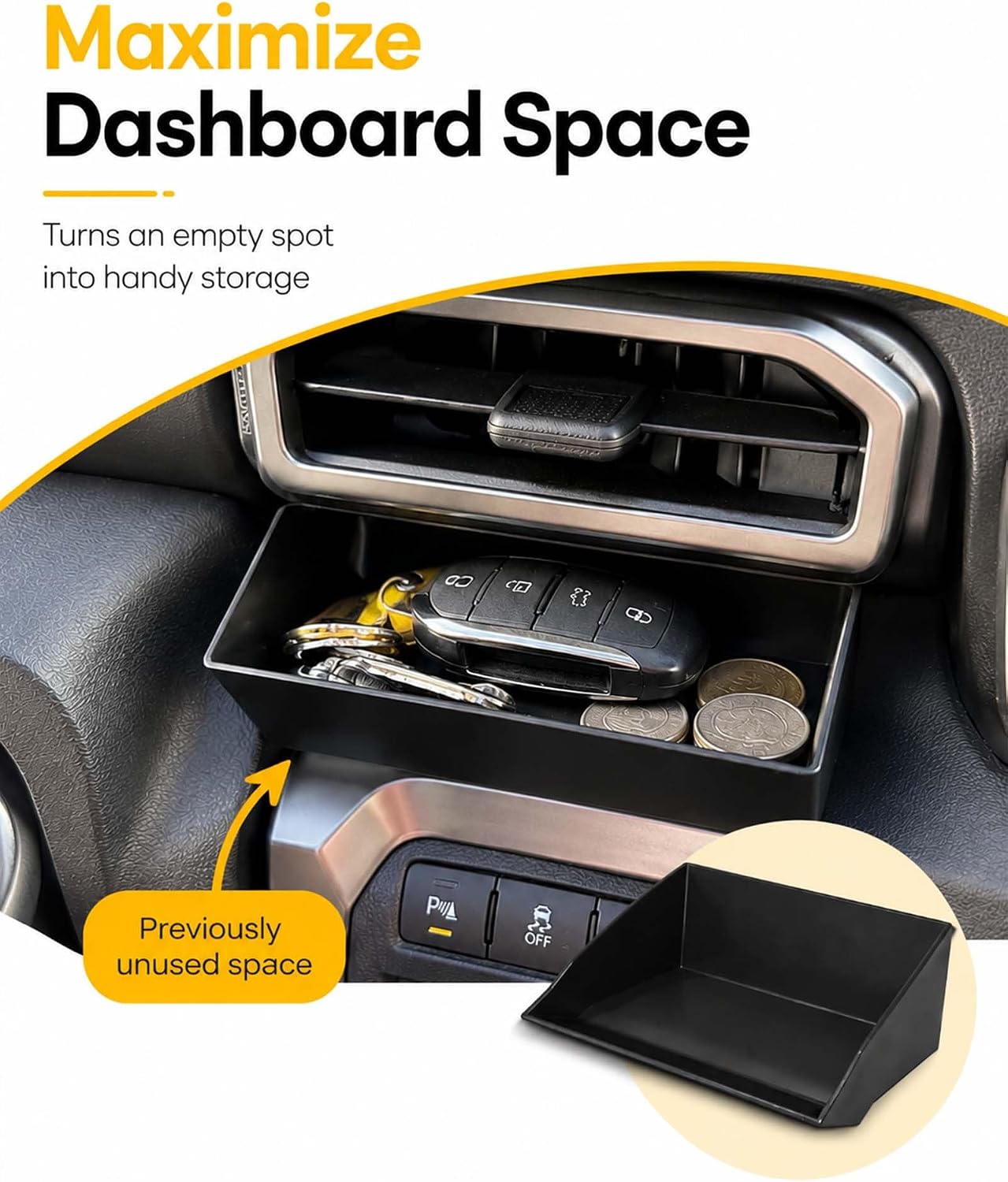 Tacoma Gooseneck Hitch & Cab Organizer Bundle, 30K Lbs 5th Wheel to Gooseneck Adapter + Driver Side Air Vent Storage Tray for 2024-2026 Toyota Tacoma image 3