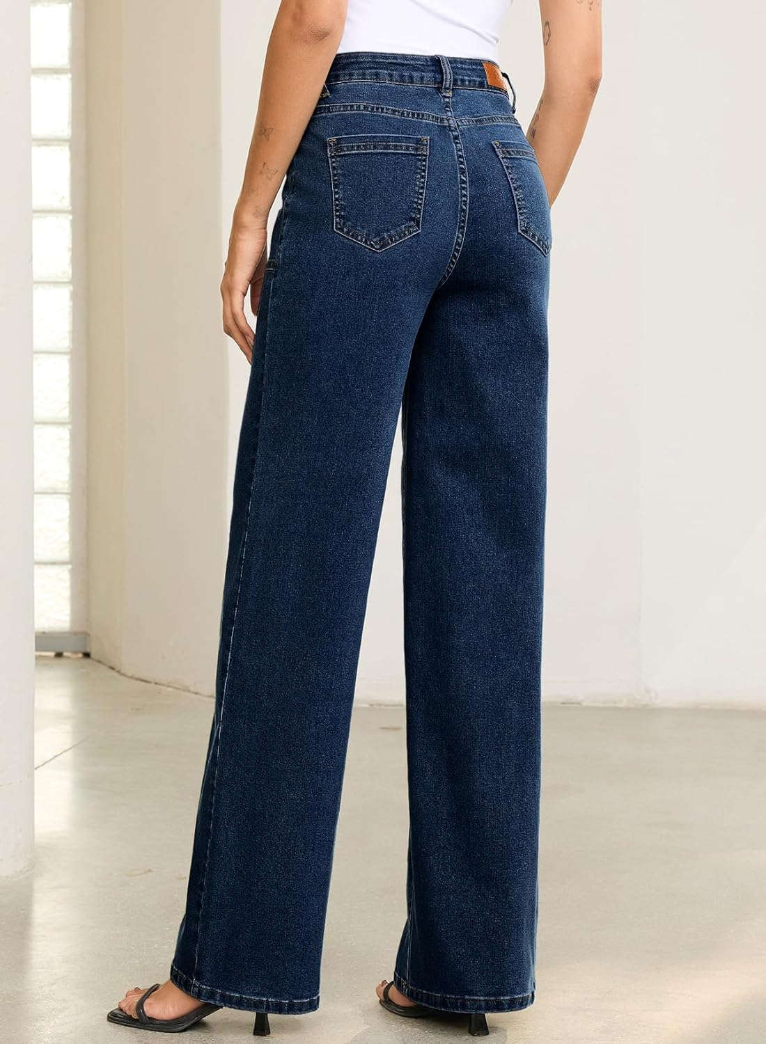 Sidefeel Womens Wide Leg Jeans High Waisted Stretchy Straight Leg Baggy Denim Pants - Image 2