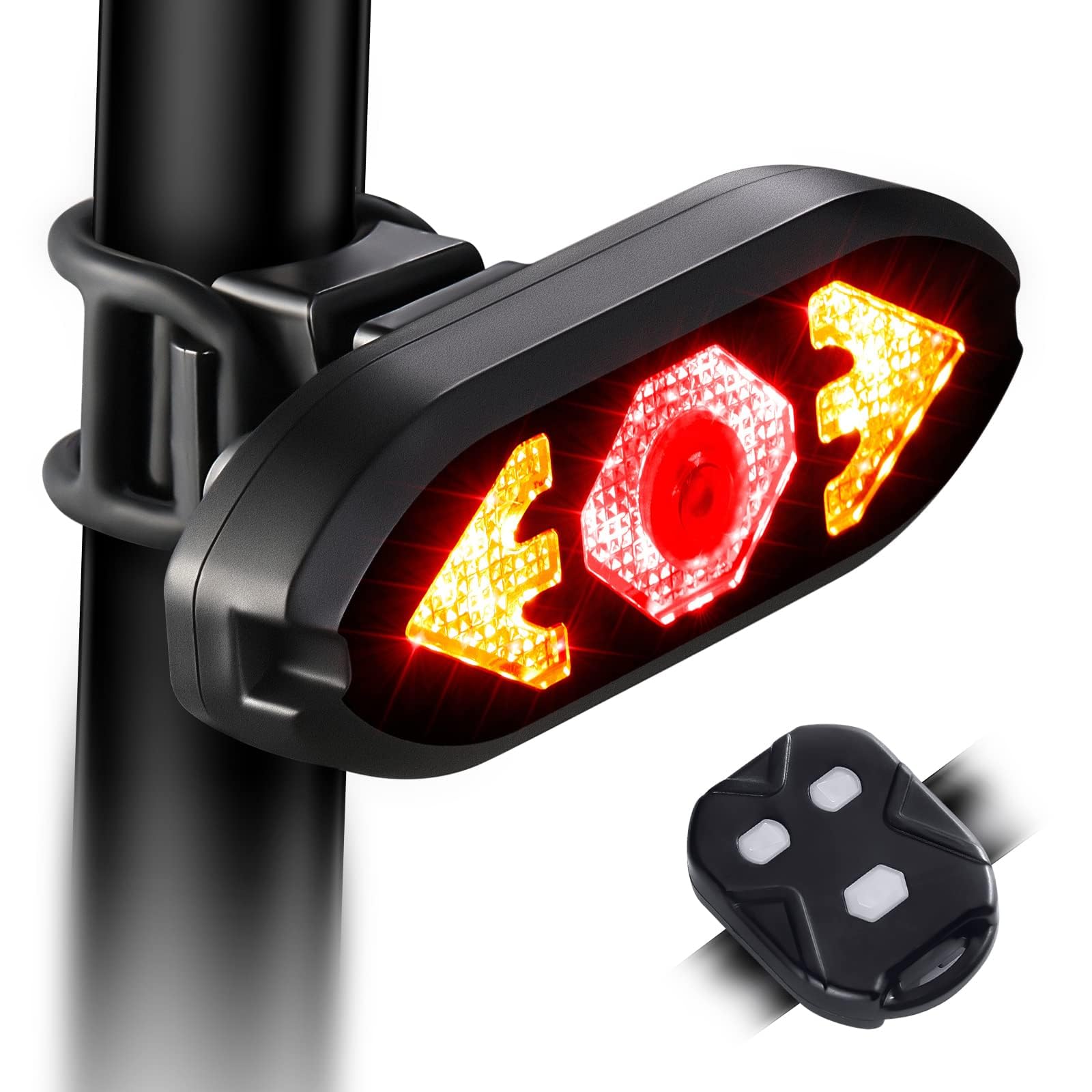 Clignotant Vélo Rechargeable USB avec Klaxon 120 DB Étanche Feu Arrière avec Télécommande Ultra Lumineux pour Nuit
