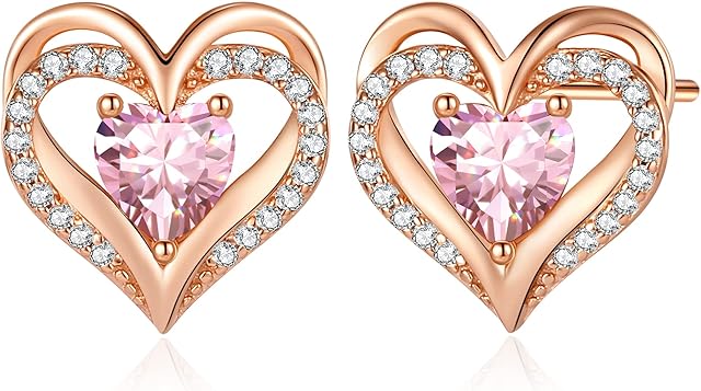 CDE Earrings for Women 925 Sterling Silver Mini Heart Cubic Zirconia Stud Earrings Anniversary Birthday Christmas Valentines Day Jewelry Gifts for Mom Wife Girlfriend Girls