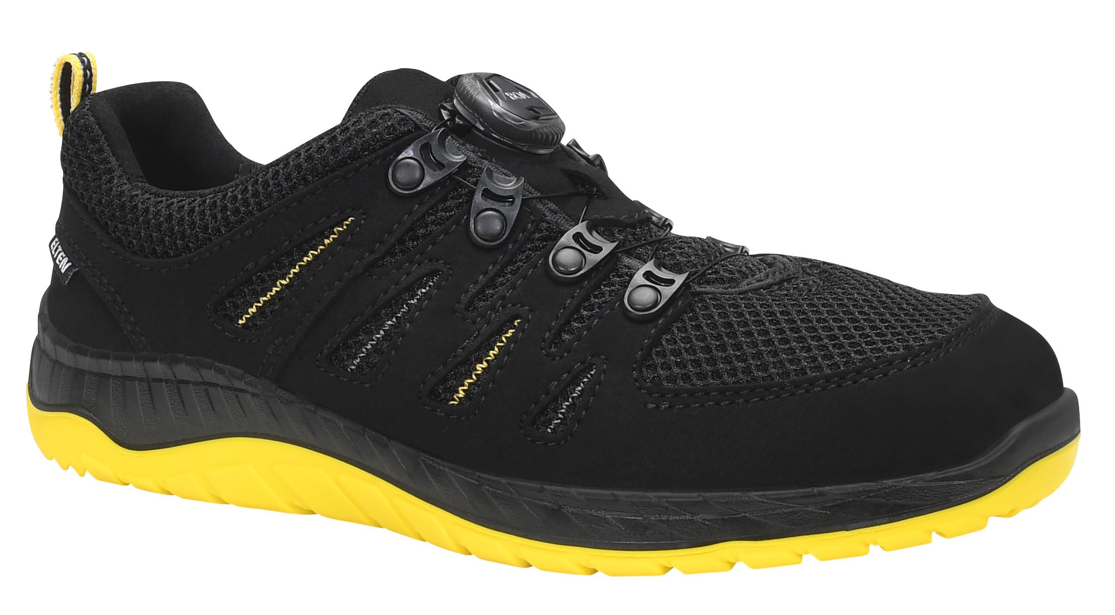 ELTEN Berufsschuh Maddox BOA Black-Yellow Low ESD O1, Damen und Herren, Textil, leicht, sportlich, Schwarz/Gelb 38, Schwarz|Gelb