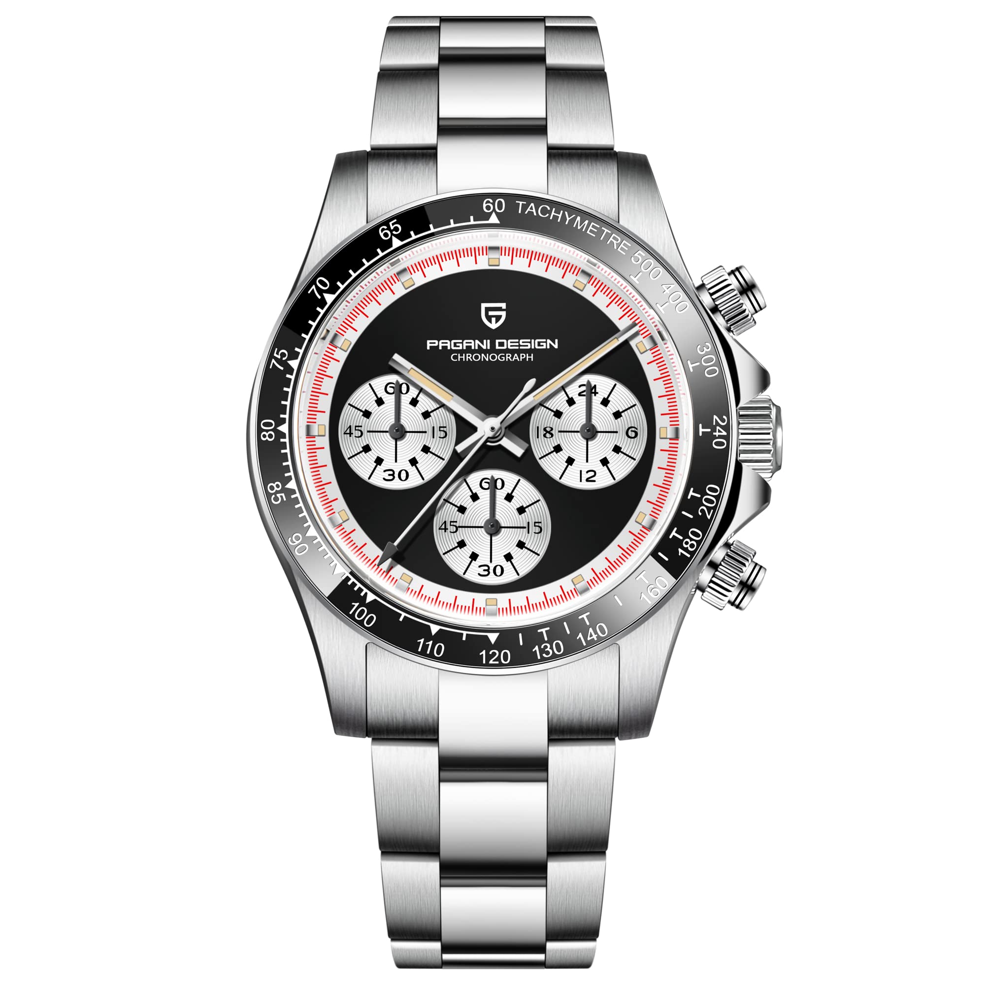 HaiQin Pagani Design 1676 Mens Universe Tachymeter Watch Japanese Quartz Movement Professional Chronograph 316L Stainless Steel 100M Waterproof Analog Luxury Watch, Black, Chronograph,Quartz Movement (B09QKH8H45) Amazon Price History, Amazon Price Tracker