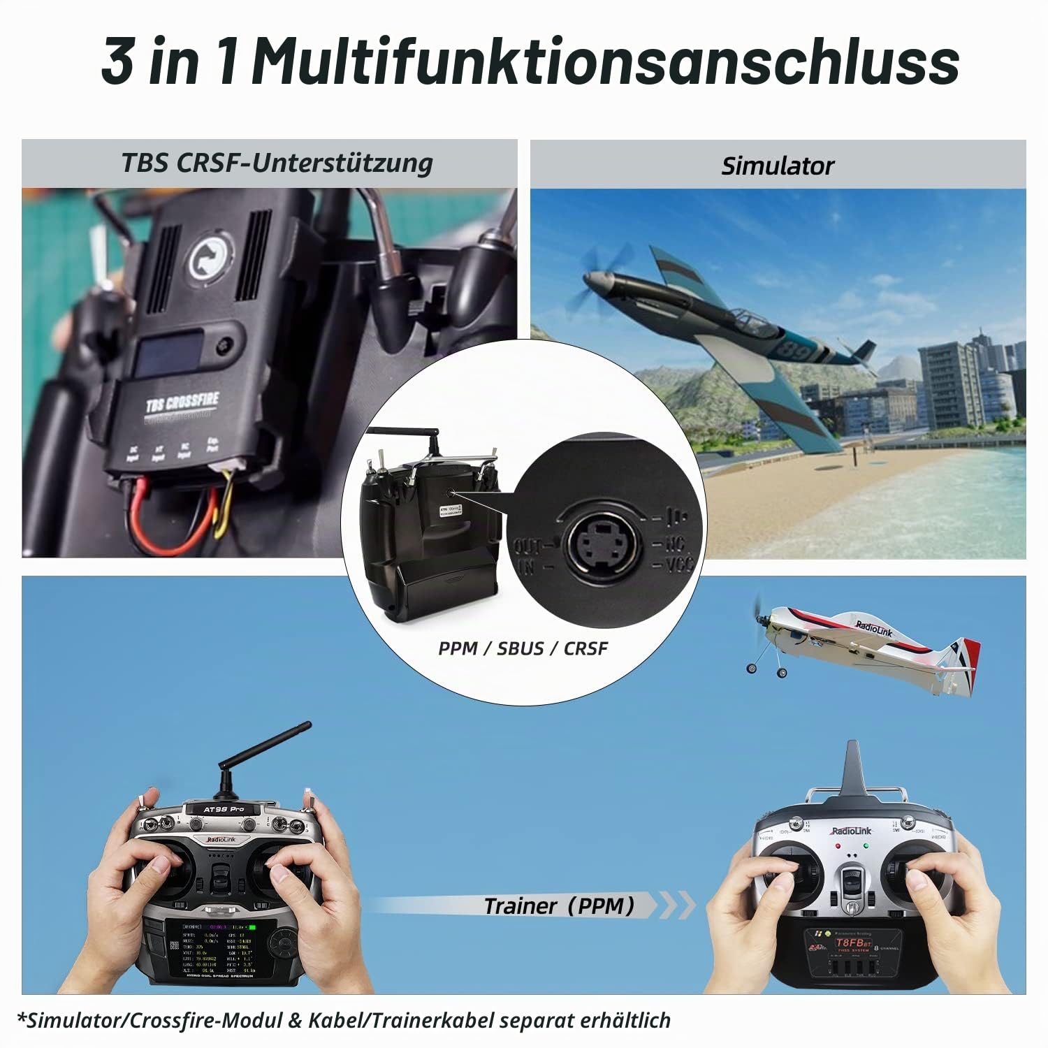 Radiolink AT9S Pro RC Fernsteuerung mit Empfänger, 10/12 Kanäle mit Empfänger-R9DS 2.4 GHz Fernbedienung Sender für RC Drohne Fleugzeug Segelfugzeug Auto Boot(Modus 2 Linke Hand) | Ferngesteuerte Fernsteuerung mit großer Reichweite für RC Flugzeug, FPV-GP