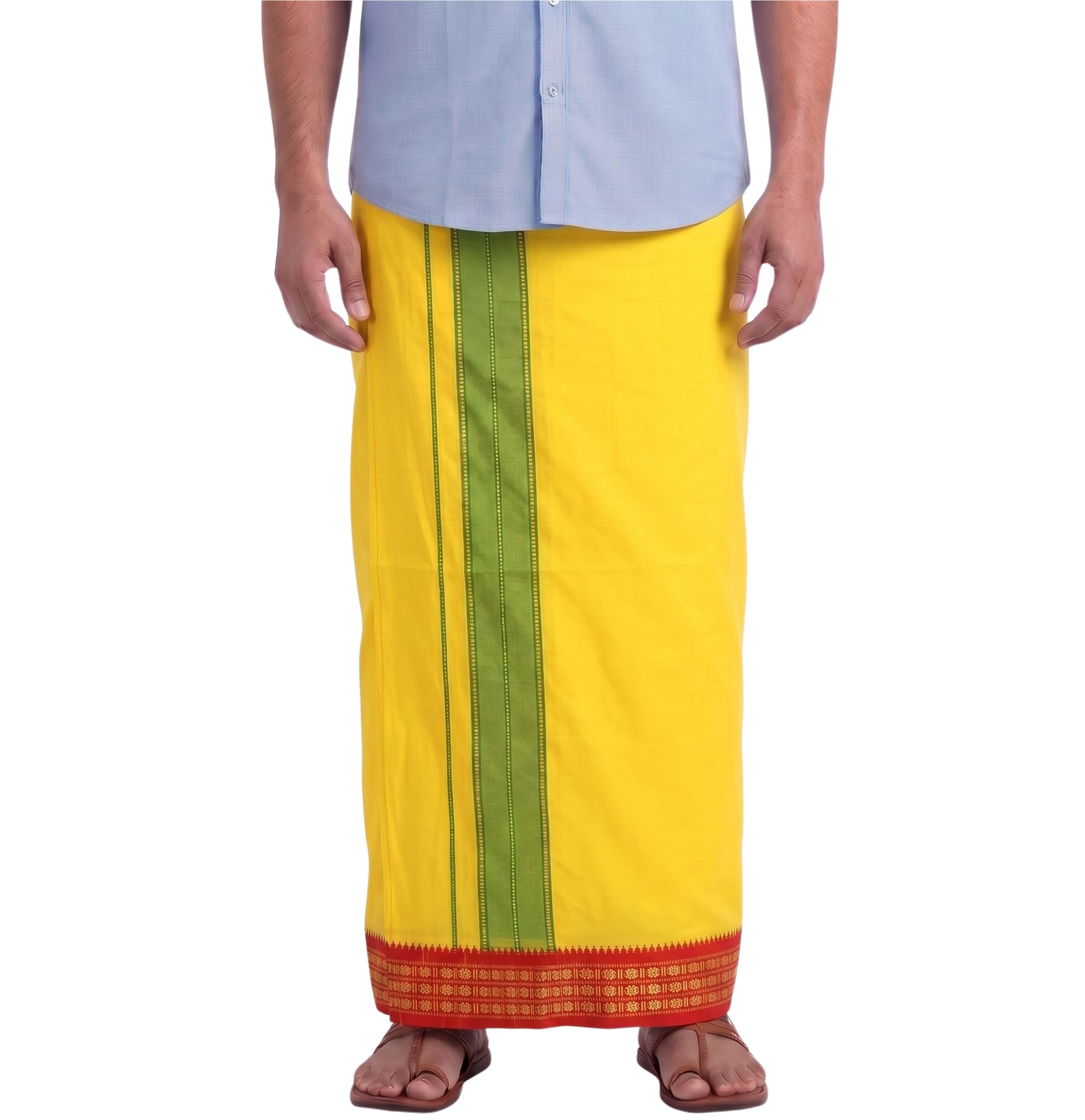 Sharan Elegance Men's Single Dhoti -2 Mtrs/Mundus/Lungi 2 Border Set1-picture-38