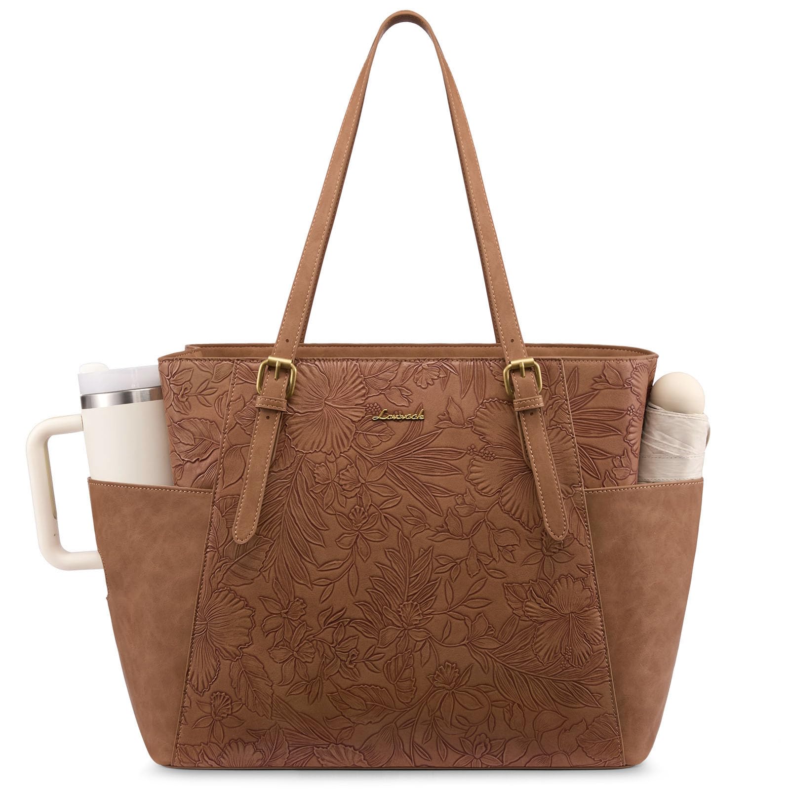 LOVEVOOK Laptop Tote Bag for Women,Leather Work Computer Briefcase Bag