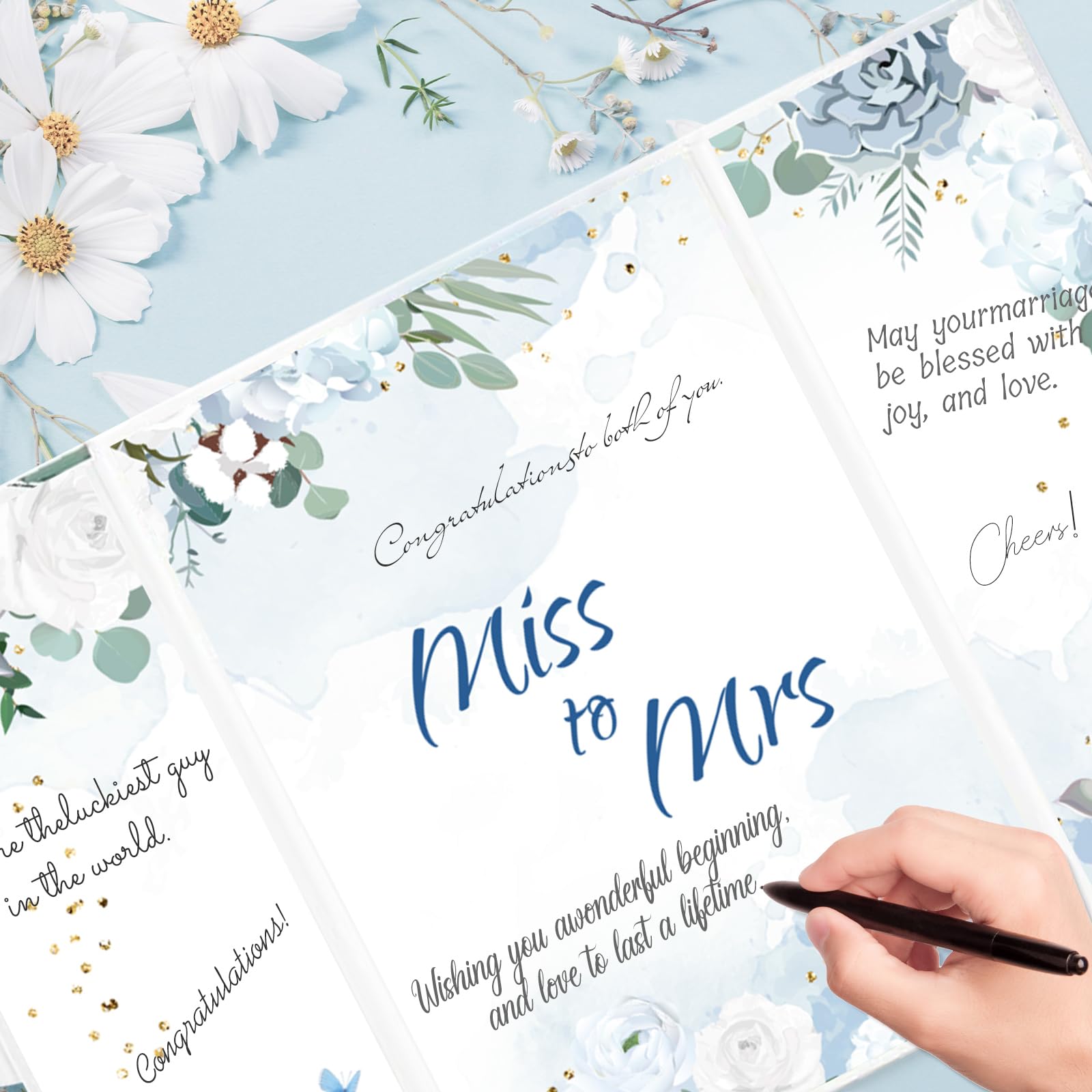 Teeloray Bridal Shower Decorations Blue Bride to Be Wedding Guest Book Alternative Something Blue Gift for Bride Dusty Blue Wedding Decor Signature Guest Book for Wedding Bachelorette Engagement Party