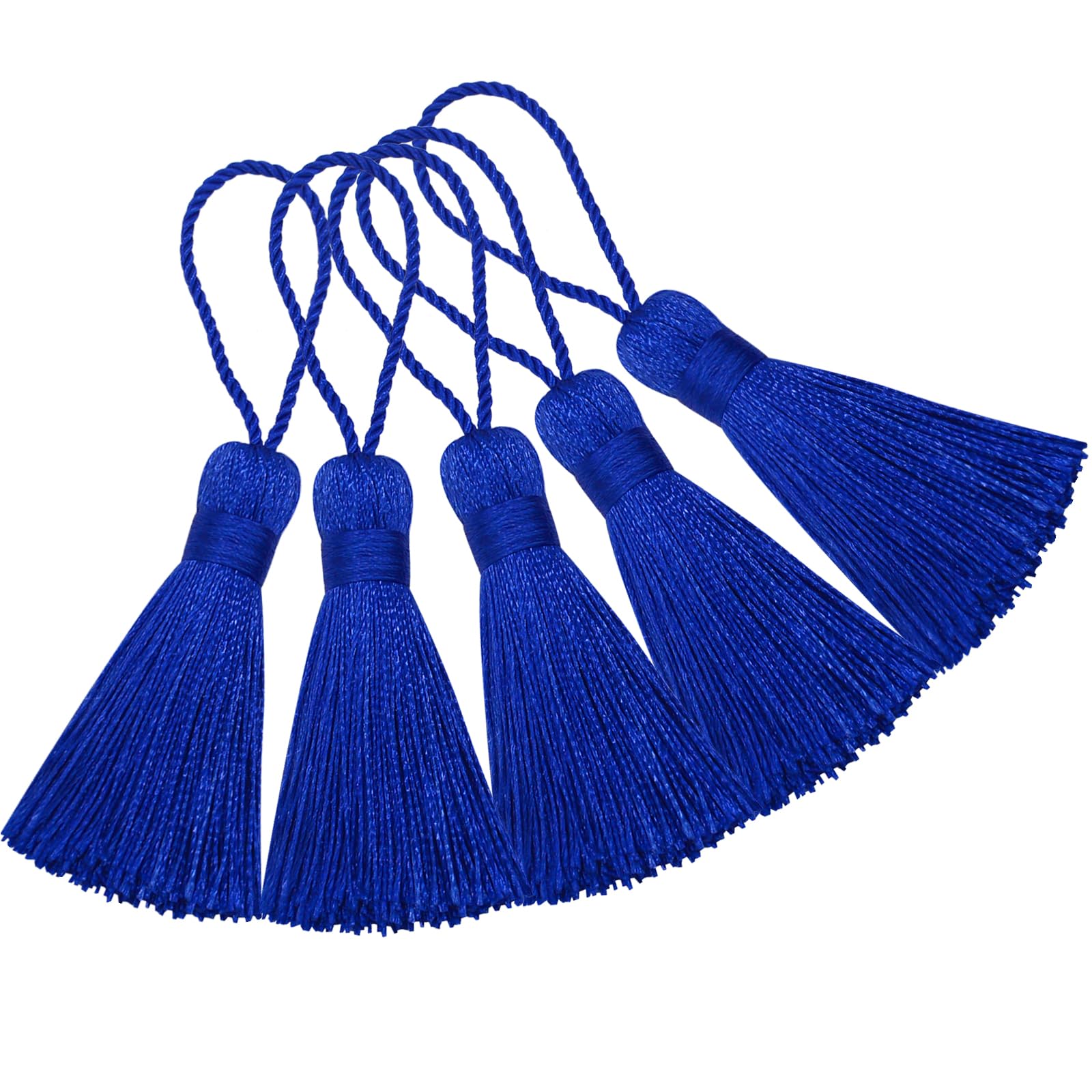 Makhry 20pcs 4.3 Inch Handmade Silky Floss Mini Tiny Craft Tassels with 2-Inch Cord Loop and Small Chinese Knot for Earrings Souvenir
