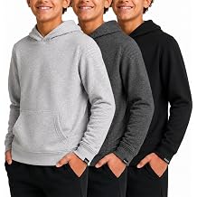 Boys Active Hoodie 3-Pack, Soft Cozy Pullover Sweatshirts, 4-16