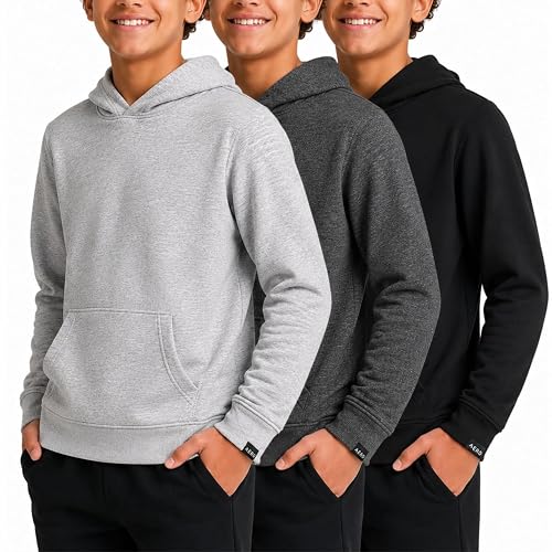 AEROPOSTALE Boys Active Hoodie 3-Pack, Soft Cozy Pullover Sweatshirts, 4-16