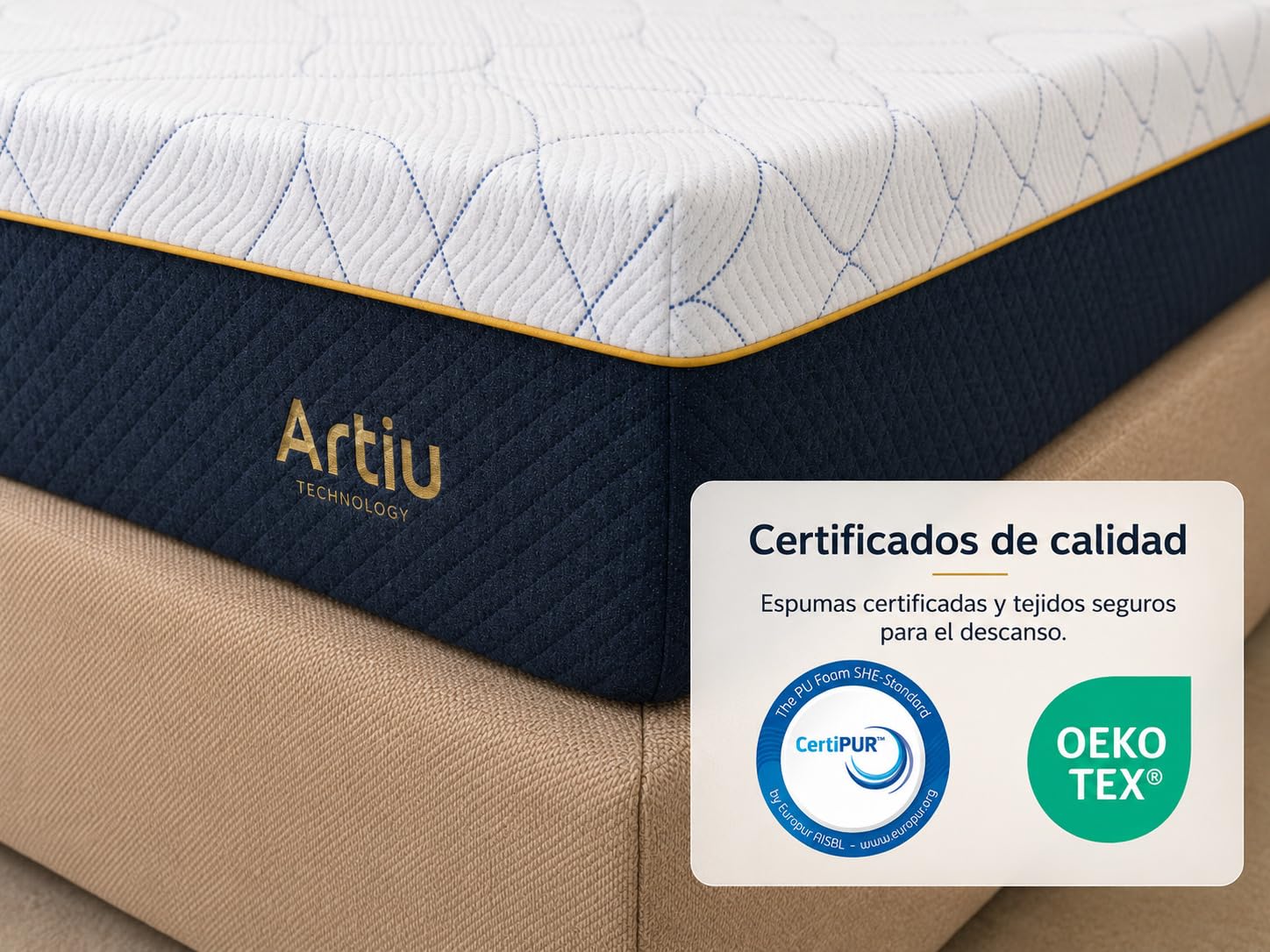 DORMISSIMO Colchón Artiu Viscoelástico 90x190 H2 25cm | Cama articulada, Firmeza H2, Homologación CertiPUR, Homologación OEKO-TEX, Funda lavable, Fabricado en Europa