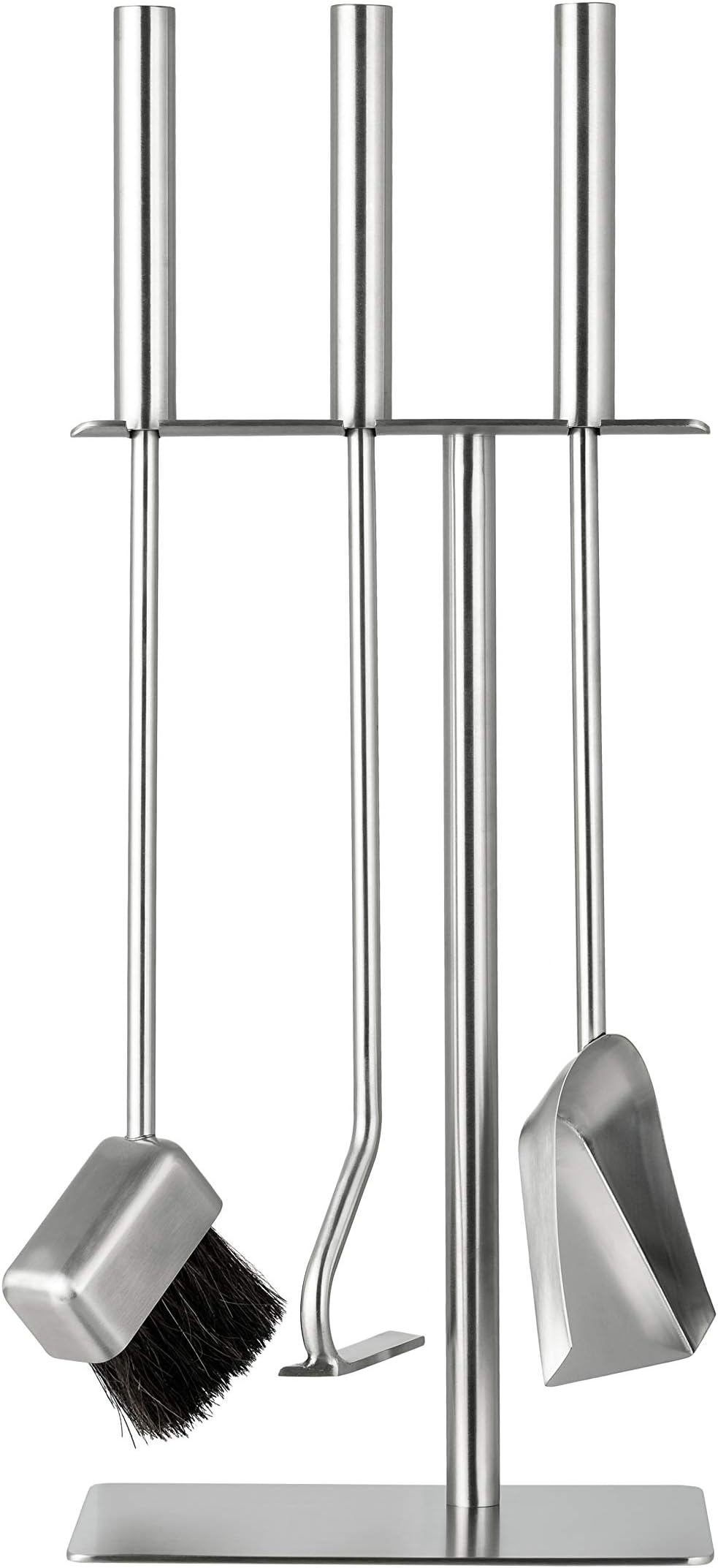 HANSA Premium Fireplace Tools Set (3 Parts) SS Stainless Steel Square Hanger Modern, Fire Tools Companion Set Accessories Fireside Stainless Steel Brush