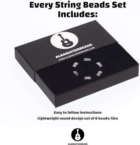 Miniatura 6 de Cuentas de guitarra acústica flamenca clásica en metal negro para cuerdas de nailon por Alba Guitar Beads