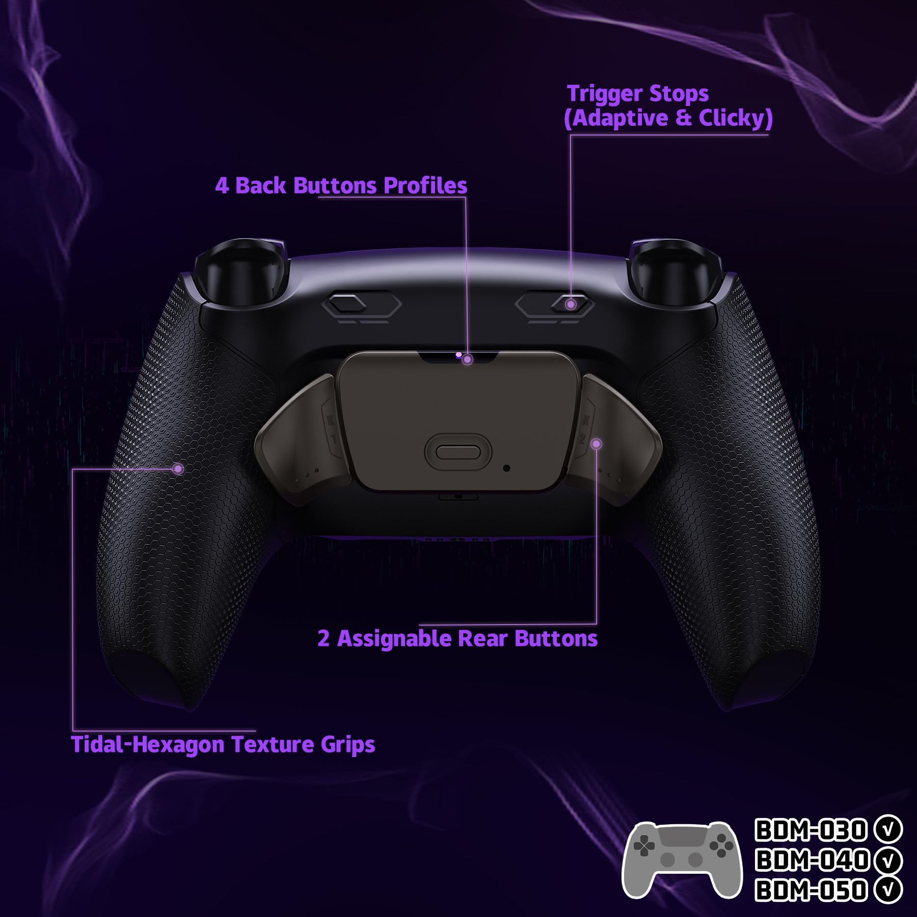 eXtremeRate RISE Plus MAX RMB Tasti Aggiuntivi per ps5 Controller BDM-030/040/050,Palette Posteriori Metallo Clicky Trigger Stop Remap Kit per ps5 Joystick-Senza Controller-Nero