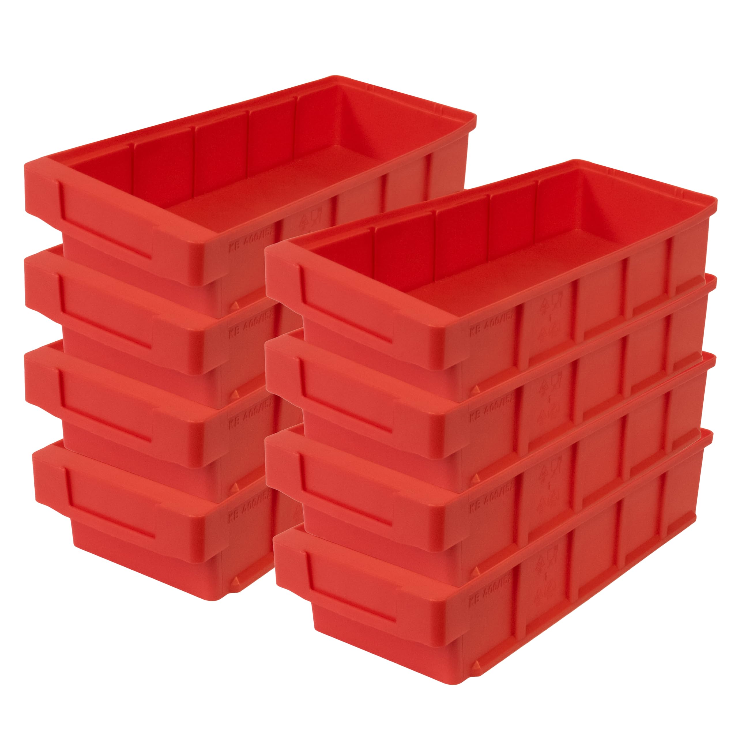 SCHULTE Lagertechnik 8x Regalkästen VKB 400x186x83 mm - aus Polypropylen, rot
