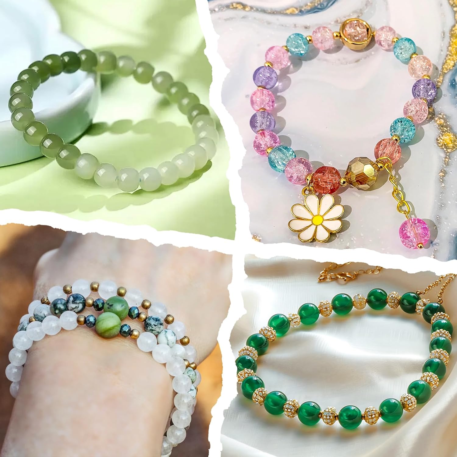 XSEINO About 1200PCS 6mm Glass Beads Bracelet Making Set, 144 Color Colorful Round Style Glass Beads for Bracelet and Jewelry Making and DIY Crafts,Friendship Bracelets - Image 7