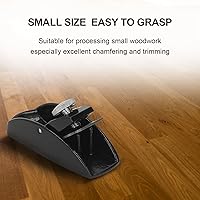 Vista 2 de Mini cepilladora de madera, profundidad de corte ajustable, acero al carbono, negro, carpintería, cepilladora manual, 0.5 pulgadas de ancho