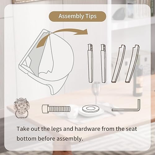 Miniatura 6 de KCC Juego de 2 sillas de comedor tapizadas de terciopelo, modernas sillas capitoné con botones con anillo de cabeza de león y patas de acero