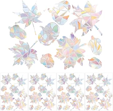 40pcs Maple Leaf Prism Window Clings, Sun Stickers to Save Birds