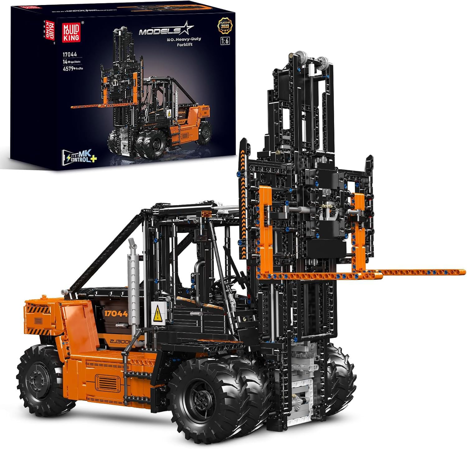17044 Technik Heavy Forklift Building Blocks Model, 4579 Parts 1:6 Remote Controlled Forklift Clamping Blocks Construction Kit with Motor, 14 Years and Older