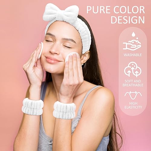 Miniatura 4 de EIMMBD Toallas de muñeca para lavar la cara, pulseras de microfibra para lavar la cara, diadema de maquillaje, spa, banda absorbente para el sudor