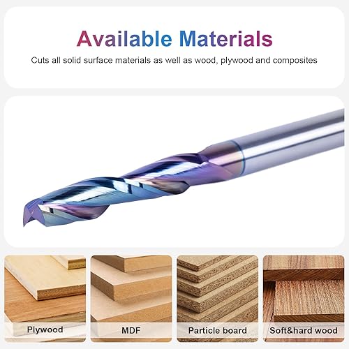 Miniatura 100 de SpeTool Brocas de enrutador en espiral de 1/8 de pulgada para arriba y abajo, vástago de 1/4 de pulgada con revestimiento, fresadora CNC de carburo