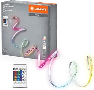 LEDVANCE FLEX AUDIO 5M LED-Streifen VR RC, weiß, 21W, 320lm, warmweißes Licht, integrierter Sound-Receiver, RGB-Farbsensor, Fernbedienung, lange Lebensdauer, einfache Montage, Schutzklasse IP20