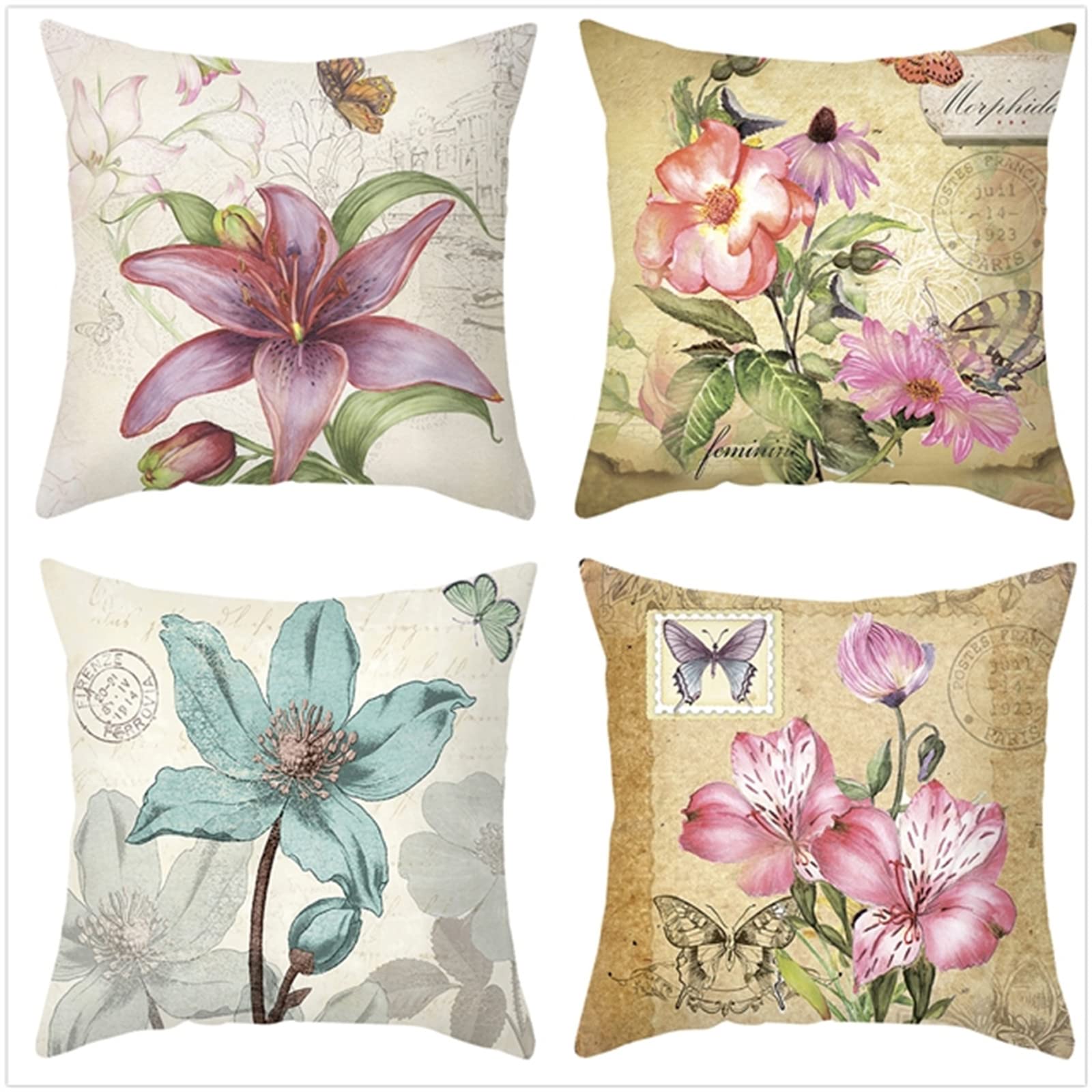 Poszewka na poduszkę 65 x 65 cm, zestaw 4 szt., styl boho, dekoracja do salonu, sypialni, pokoju, poszewka na poduszkę z ukrytym zamkiem błyskawicznym, poduszka na kanapę, na sofę, Boże