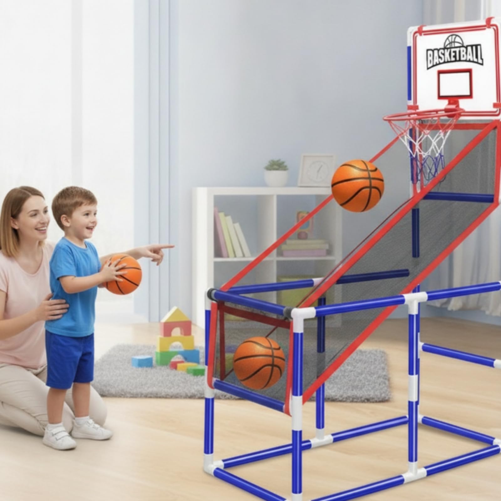 Milageto Canasta volución Balón Diversión Familiar Máquina Baloncesto Infantil Tamaño Gran Canasta para Niñas y Niños