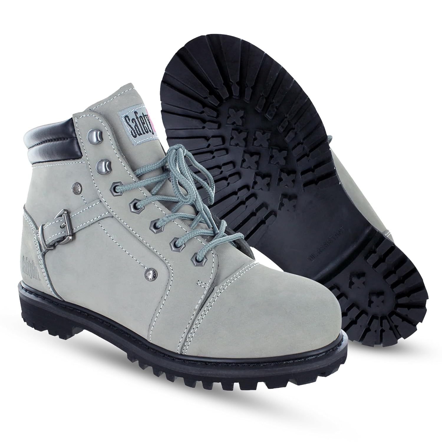 Safety Girl Women’s Work Boots | Water-Resistance Leather Work Boots | Oil & Slip-Resistant Soft Toe Boots for Women | Premium Nubuck Leather | Lightweight and Comfortable | Black Leather - 8.5W