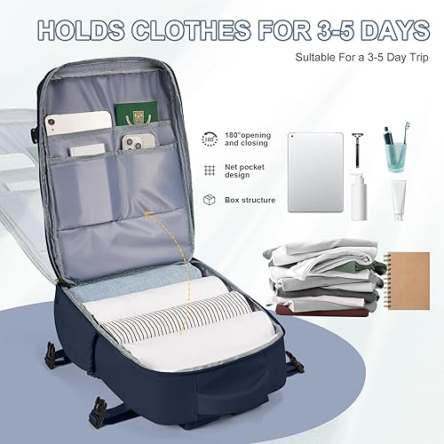 Vista 347 de VECAVE Mochila de viaje para laptop, mochila aprobada para vuelos,Mochila deportiva para universidad casual, E-peacockblue, Mochila para laptop