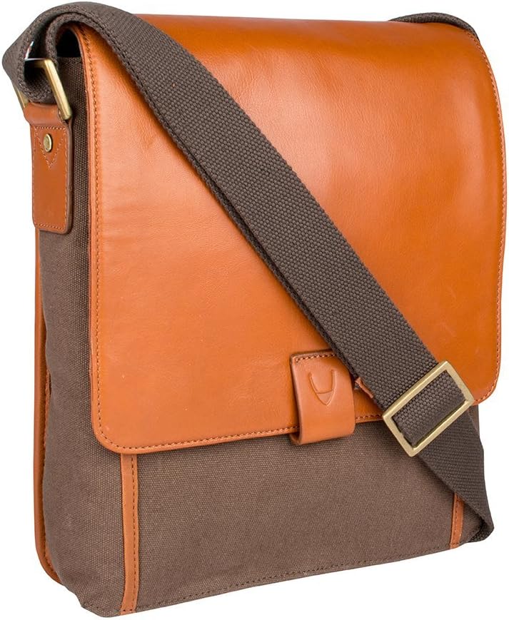 Hidesign Aiden Genuine Leather Medium Crossbody Men/Women Shoulder Messenger Bag/Travel Bag / 10.5" iPad Bag, Tan
