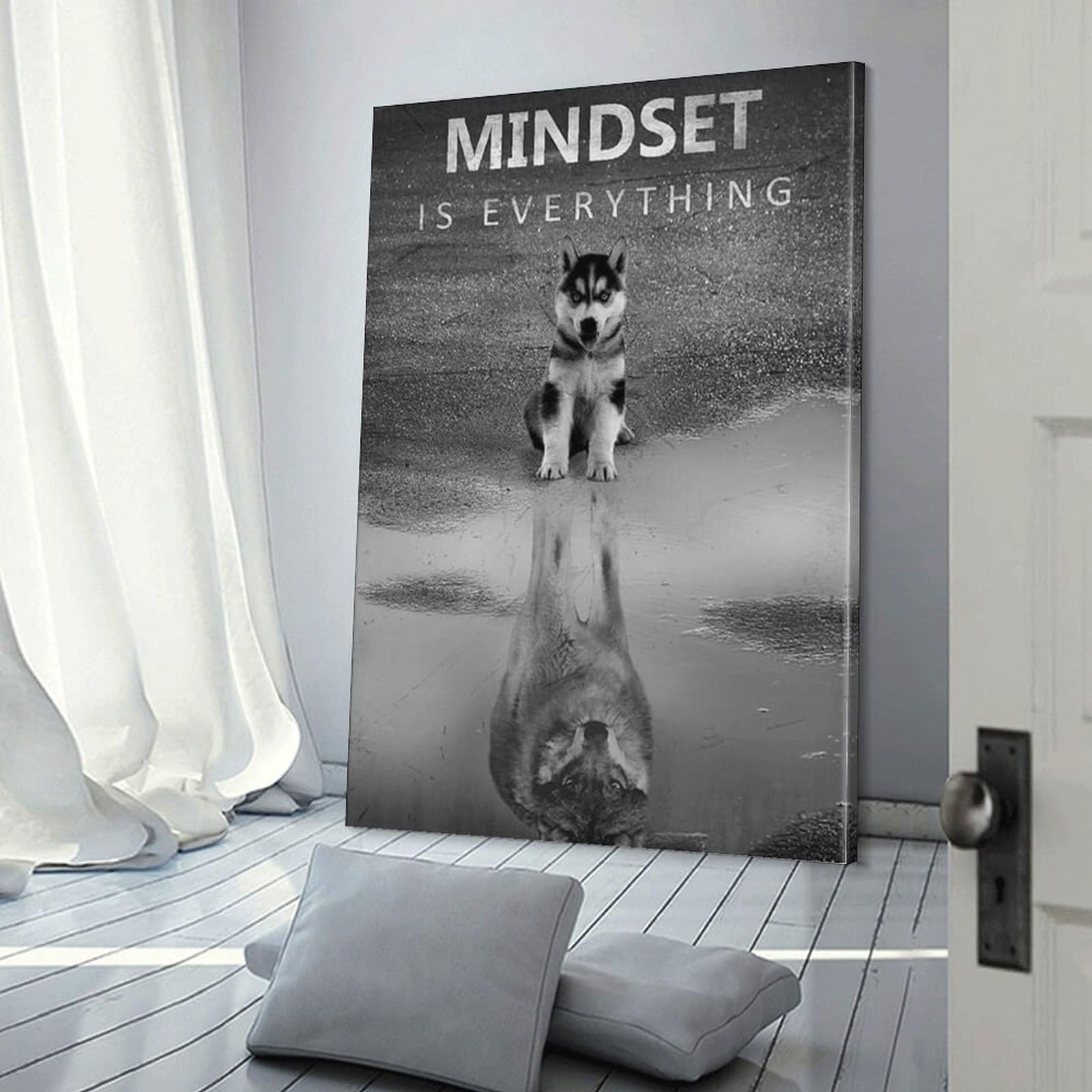 Affiche Murale Toile 'Mindset Is Everything' 30x45cm - Style Vintage Sans Cadre, Déco Salon Chambre Bureau