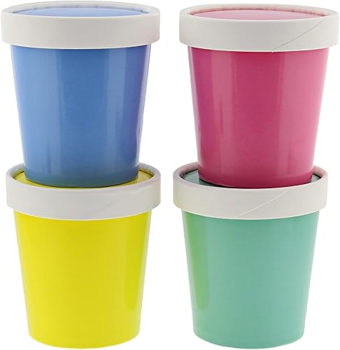 Miniatura 7 de Vasos de papel para helado con tapas, paquete de 40 vasos de postre de papel desechables coloridos para helados, sopas y aperitivos