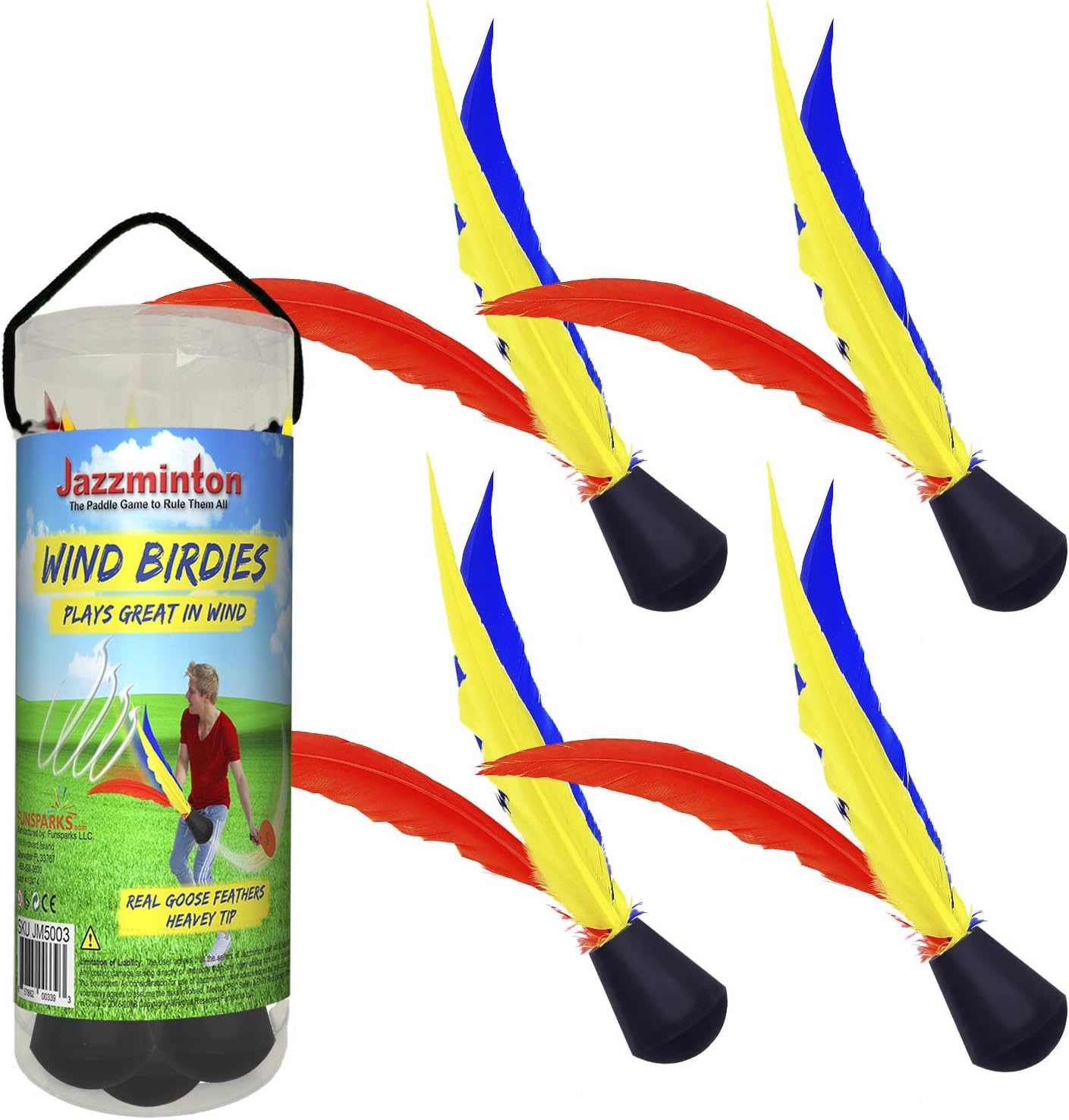Funsparks Jazzminton Wind Birdies or Shuttlecocks - Played Outdoors at The Beach, Lawn or Tailgating for Windy Conditions or Advanced Players