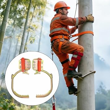 Tree Climbing Spikes, Adjustable Electrician Pole Climbing Shoes with Stainless Steel Claws, Non-Slip Tree Climbing Gear for Fruit Picking and Jungle Survival, Heavy Duty Pole Climbing Tool Set