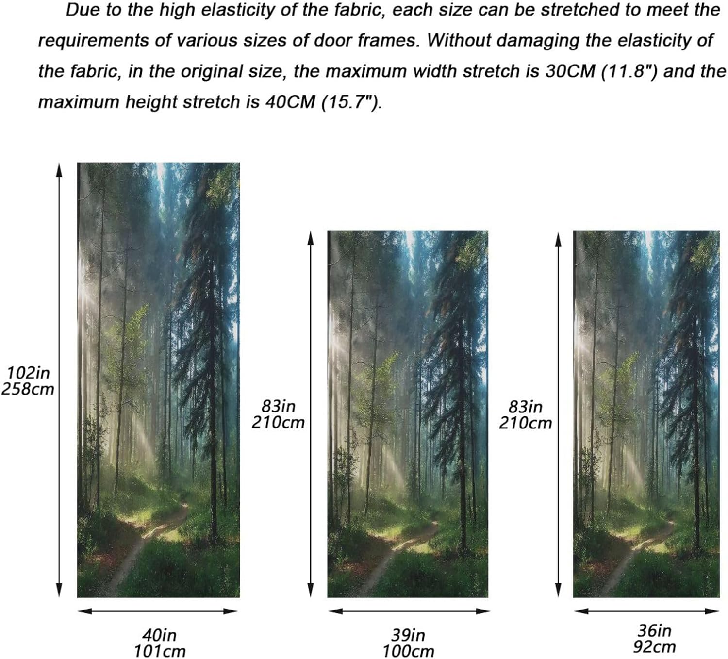 Natural Scenery Forest Door Cover Decoration, Party Accessory Porch Decor for Festive Ornament Room Door Covers 35 x 79 Inch image 3