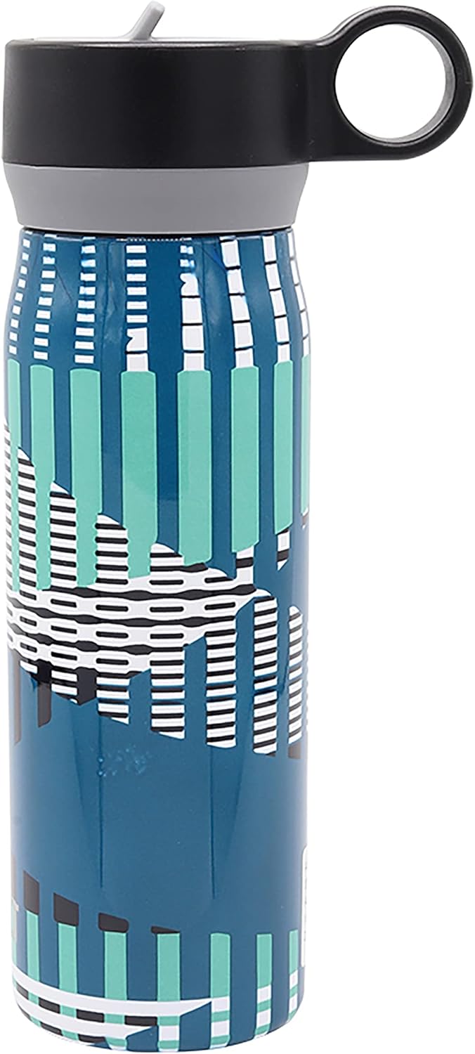 BUILT 20 Ounces Wide Mouth Cascade Double Wall Vacuum Insulated Stainless Steel Bottle with Straw Lid, Off the Grid Blue - Image 7