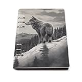 LPSBVNM Snow Mountain Lone Wolf Leather Diary Spiral Notebook Hardcover Notebooks Logbook, Leather Material for Work & Note Taking, Journals for Writing Business for Office